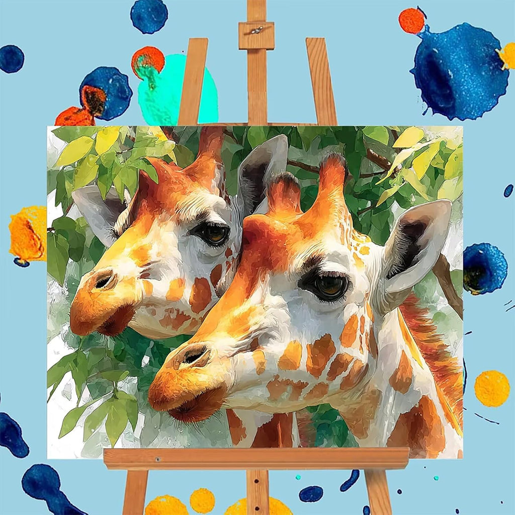 Giraffe Paint by Numbers Kit for Adults, DIY Painting by Numbers Leaves, DIY Canvas Wall Art Crafts for Adults with Paint Brushes and Acrylic, Spring Decor Art Supplies, Girl Gifts, 54x40in B-3549