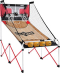 Hall of Games EZ Fold Premium Indoor Arcade Basketball Game with Steel Frame and Polycarbonate Backboard, Dual Shot Electronic Scoring with 6 Size 3 Balls Included, Perfect for Basement Game Rooms