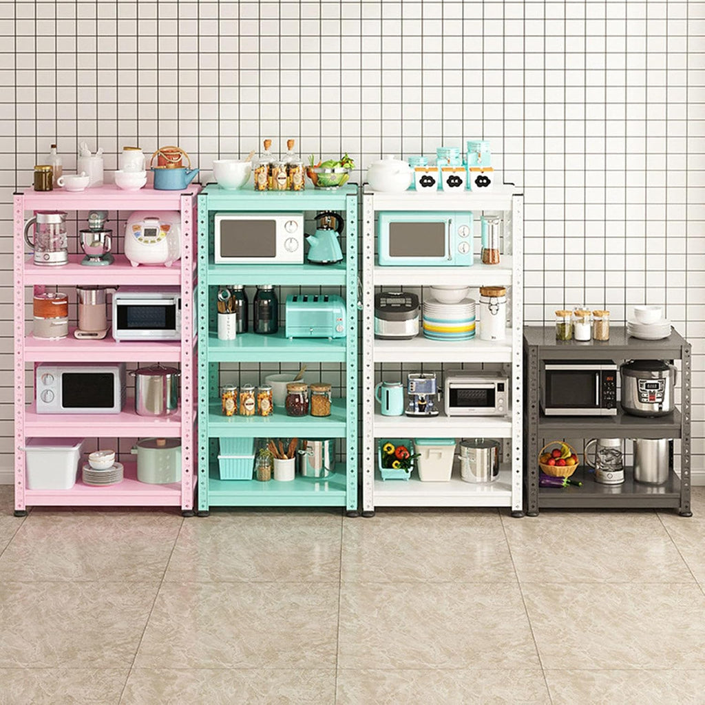 3-Tier Utility Shelves Metal Storage Shelves Garage Shelving Unit Adjustable Free Standing Kitchen Storage Shelf Rack, 31.5' H x 15.8' W,Pink-39.4' L