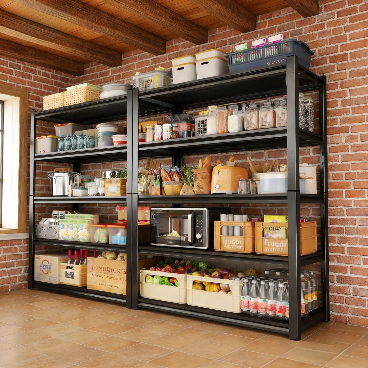 2000LBS Metal Storage Shelves,6 Tier Shelving Unit, 40'W x 82'H Utility Kitchen Shelves, Standing Adjustable Shelf Organizer for Pantry, Industrial, Basement, Bathroom, Warehouse and Closet, Black