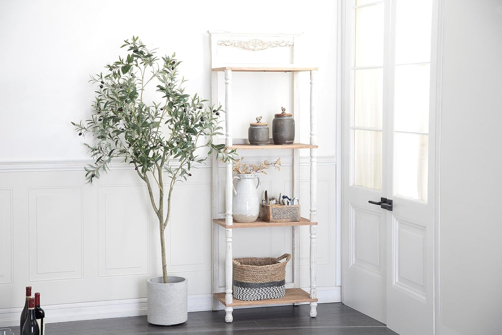 Deco 79 Wood Solid Shelving Unit, 25' x 14' x 71', White