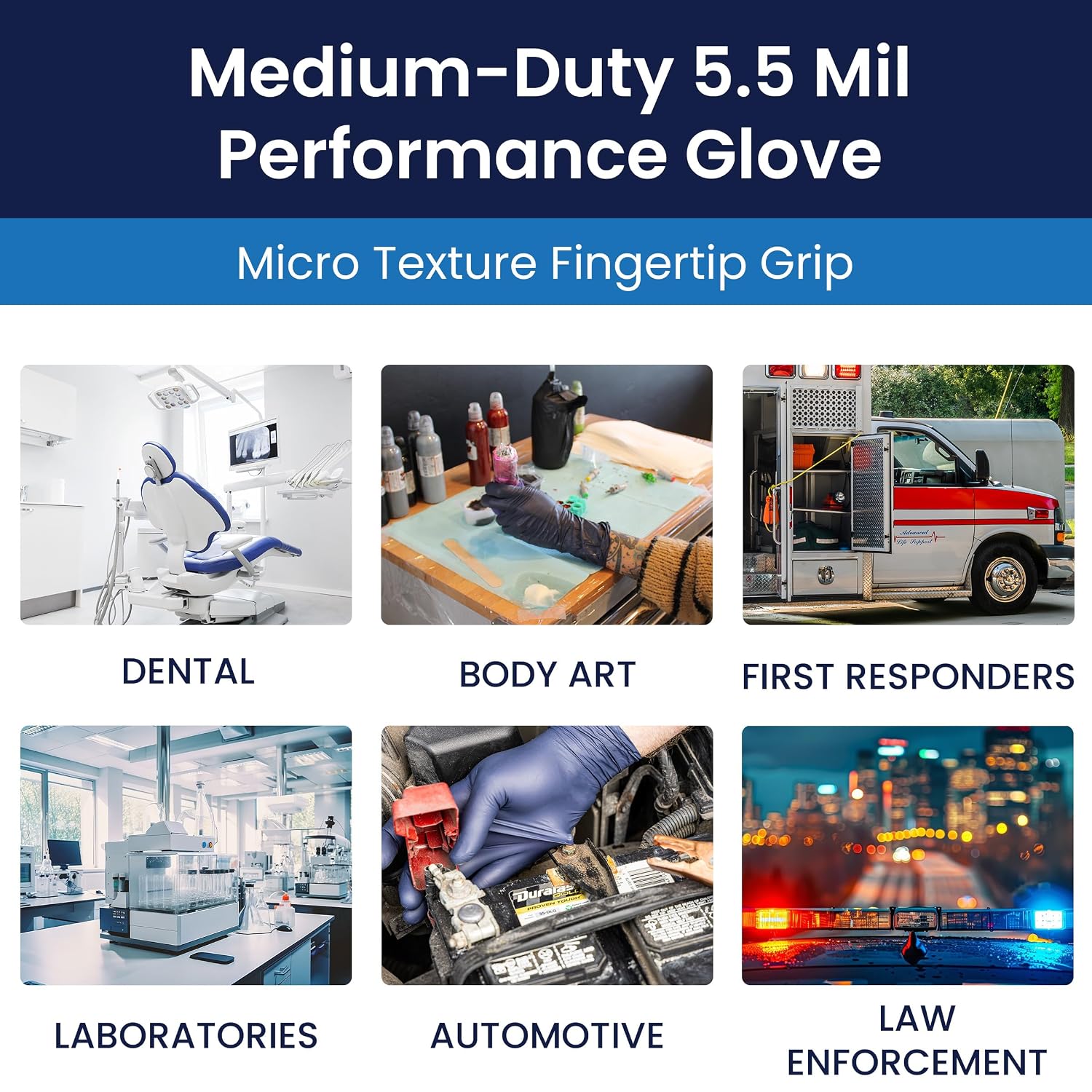 Adenna GL-NCF235BKFXX KODA 5.5 Mil Powder-Free Nitrile Exam Gloves for Sensitive Skin, Medical Grade, Dusk Blue, 2X-Large-ack of 10, Count 900