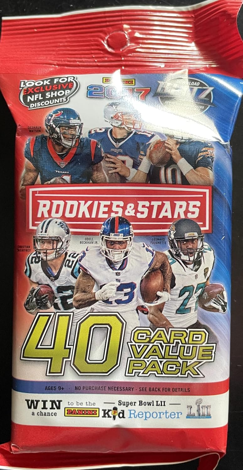 2017 ROOKIES and STARS Factory Sealed FOOTBALL Card FAT PACK w/40 Cards - CHANCE FOR Autograph PATRICK MAHOMES II ROOKIE CARD! - AND a Custom Patrick Mahomes Card-Sized Print