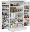 HOMCOM 41' Kitchen Pantry Storage Cabinet, Freestanding Kitchen Cabinet with 12 Door Shelves, Double Doors, 5-Tier Shelving and Adjustable Shelves, Painted White