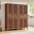 BVIUNTWO Set of 2 Rustic Brown 69' Tall Farmhouse Storage Cabinet with Drawer & Adjustable Shelves, Grille Door Organizer Unit, Anti-Tip Design for Bathroom,Kitchen,Living Room