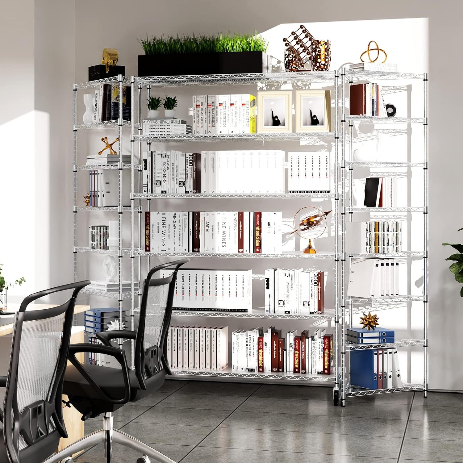 6 Tier 6000lbs Capacity NSF Metal Shelf Wire Shelving Unit, Heavy Duty Adjustable Storage Rack with Wheels & Shelf Liners for Commercial Grade Utility Steel Storage Rack, Chrome - 82'H x 48'L x 18'D
