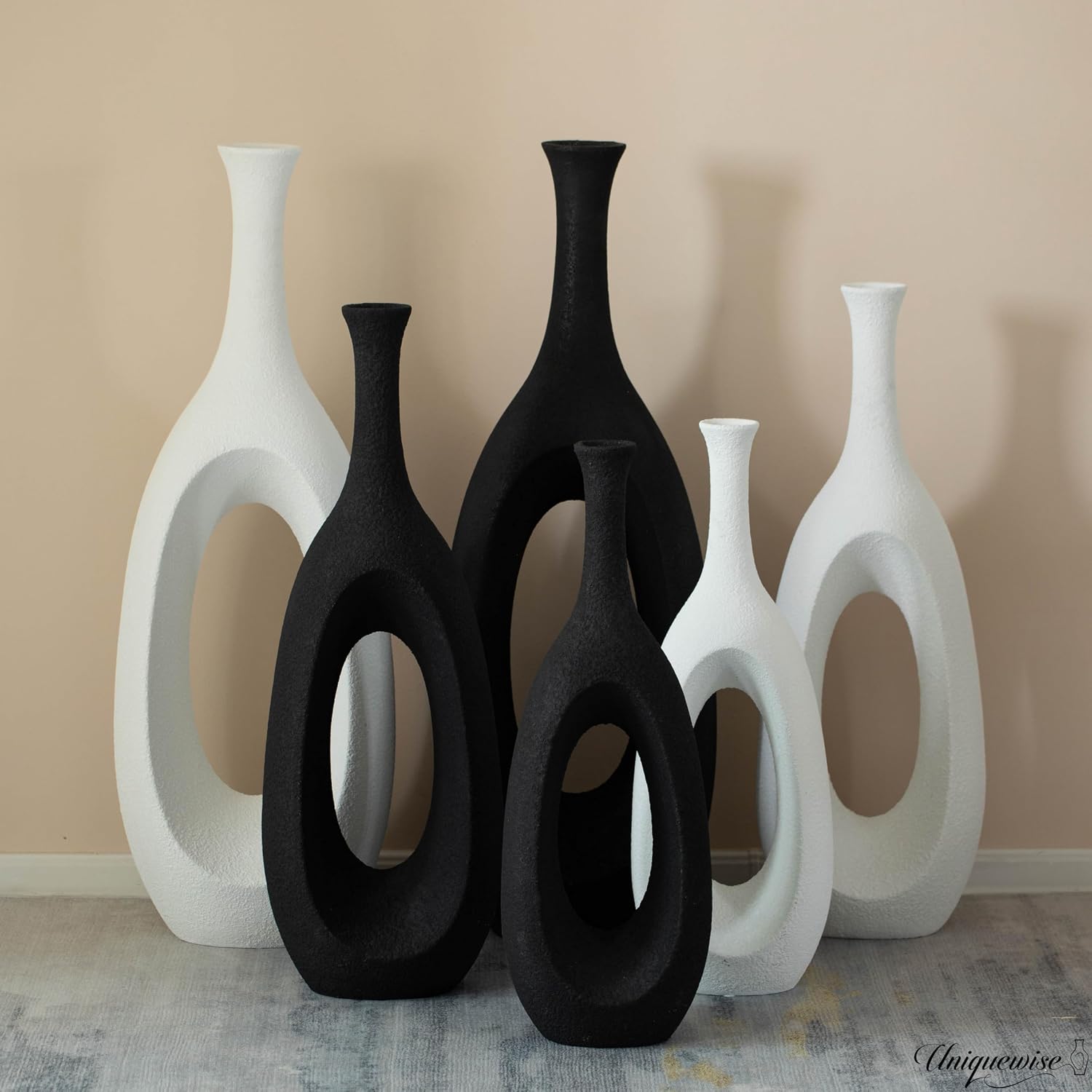 44-Inch Frosted Black Fiberglass Tall Floor Vase - Decorative Vase for Modern Home Decor, Perfect for Living Room, Home Office, Bedroom, Kitchen, Coffee Bar, Farmhouse Decor, and Wedding Centerpieces