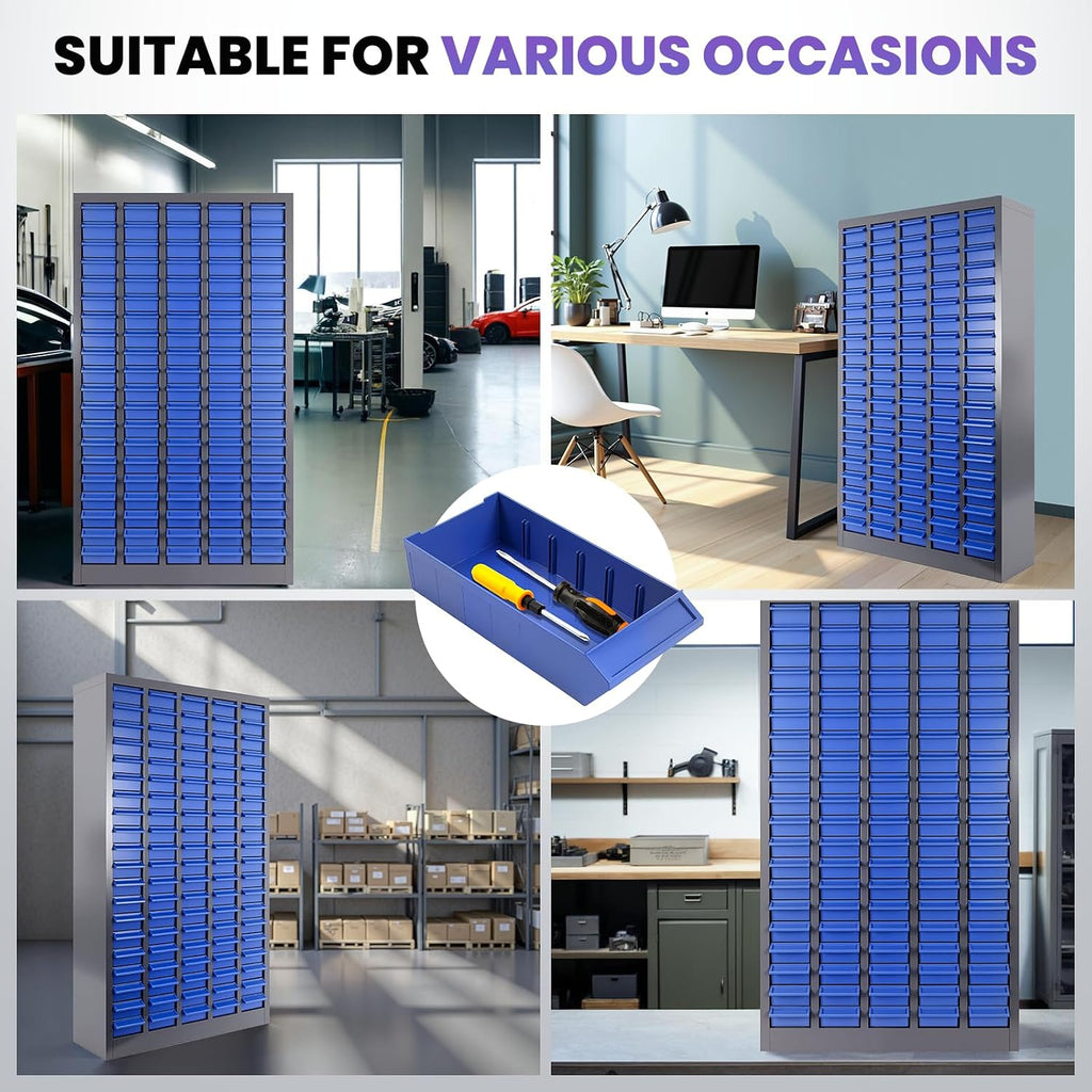 100 Drawers Stainless Steel Nut and Bolt Organizer, Parts Cabinet with Adjustable Shelves and Label Stickers, Bolt Organizer for Nuts Bolts Parts Screws Small Items (100 Drawers)