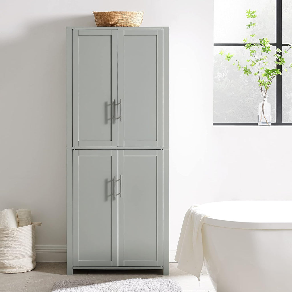 Crosley Furniture Savannah Tall Pantry Storage Cabinet with Shelves, Kitchen, Dining, or Laundry Room, Gray