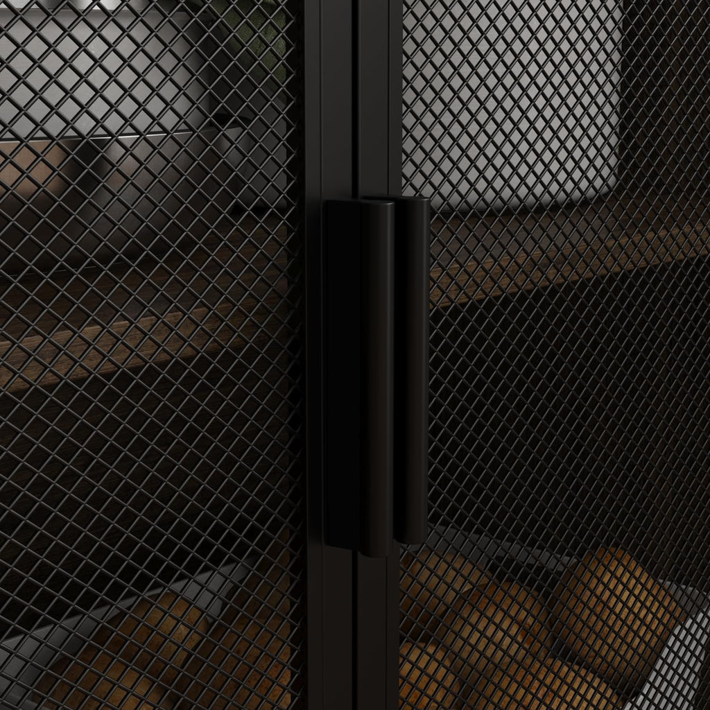 ECACAD 70.9' L Sideboard Buffet Storage Cabinet with Hutch, Pegboard, 4 Metal Mesh Doors, 6 Drawers & Shelves, Kitchen Pantry Cupboard for Living Room, Dining Room, Black & Rustic Brown