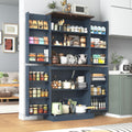 71' Tall Kitchen Pantry Cabinet, Farmhouse Tall Kitchen Storage Cabinet with Adjustable Shelves & 4 Barn Style Doors, Wooden Storage Cabinet for Kitchen, Dining Room, Living Room, Bathroom, Office