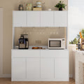 Mekminop Kitchen Hutch Storage Cabinet, 63' W Large Pantry Cabinets with Microwave Oven Countertop, Freestanding Kitchen Pantry Storage Cabinet with 4 Doors, 2 Drawers and 7 Shelves, White