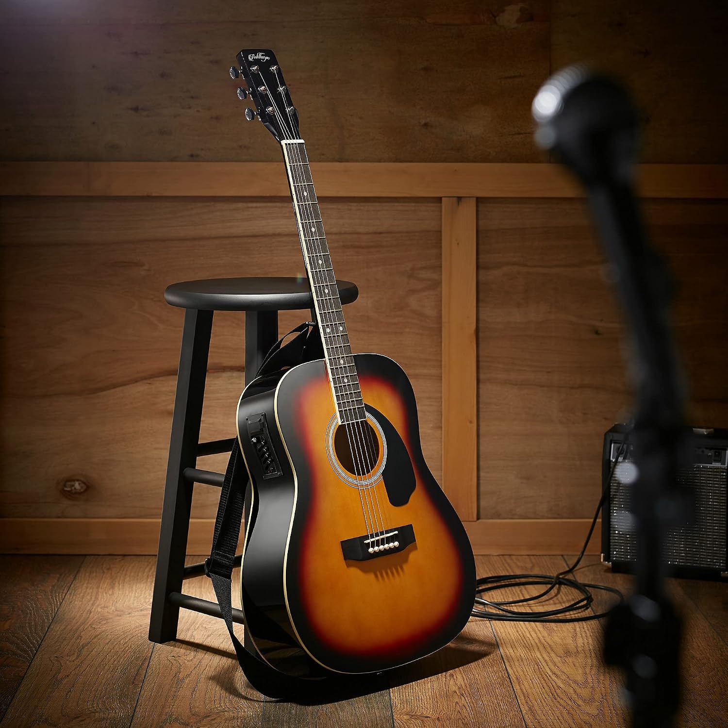 Ashthorpe Full-Size Dreadnought Acoustic-Electric Guitar Bundle - Premium Tonewoods - Sunburst