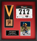 Runners/Sports Pro Display Frame for Medal Award, Racing Bib/Other, Photo & Printed Graphic Info Insert for Marathon Event, 10K, 5K, Triathlon, Biking, Swimming & Other Sport, Academic, Artistic, etc. Achievements (Red Mat)