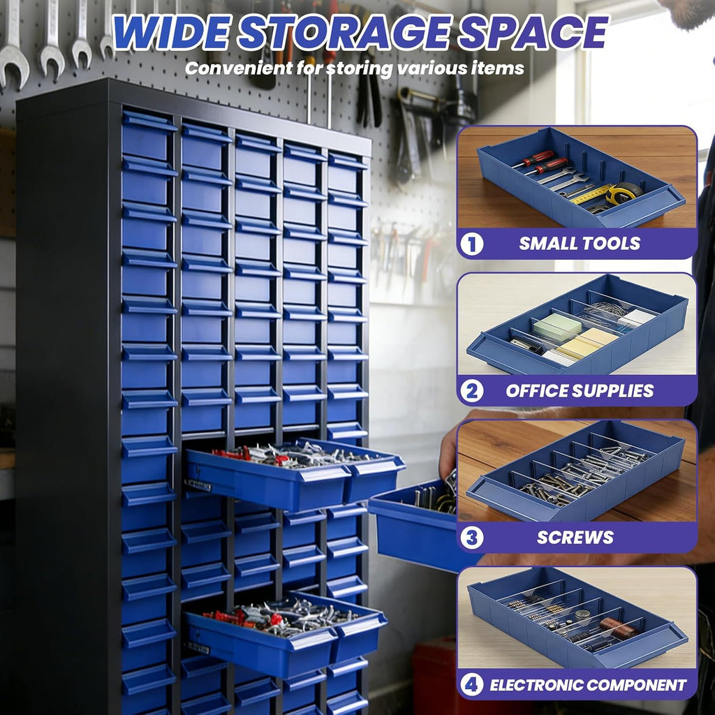 100 Drawer Nut and Bolt Organizer, Parts Cabinet with 500 Partitions & 200 Label, Stainless Steel Bolt Bin with ABS Drawers, Metal Storage Cabinet for Hardware Storage (100 Drawer)