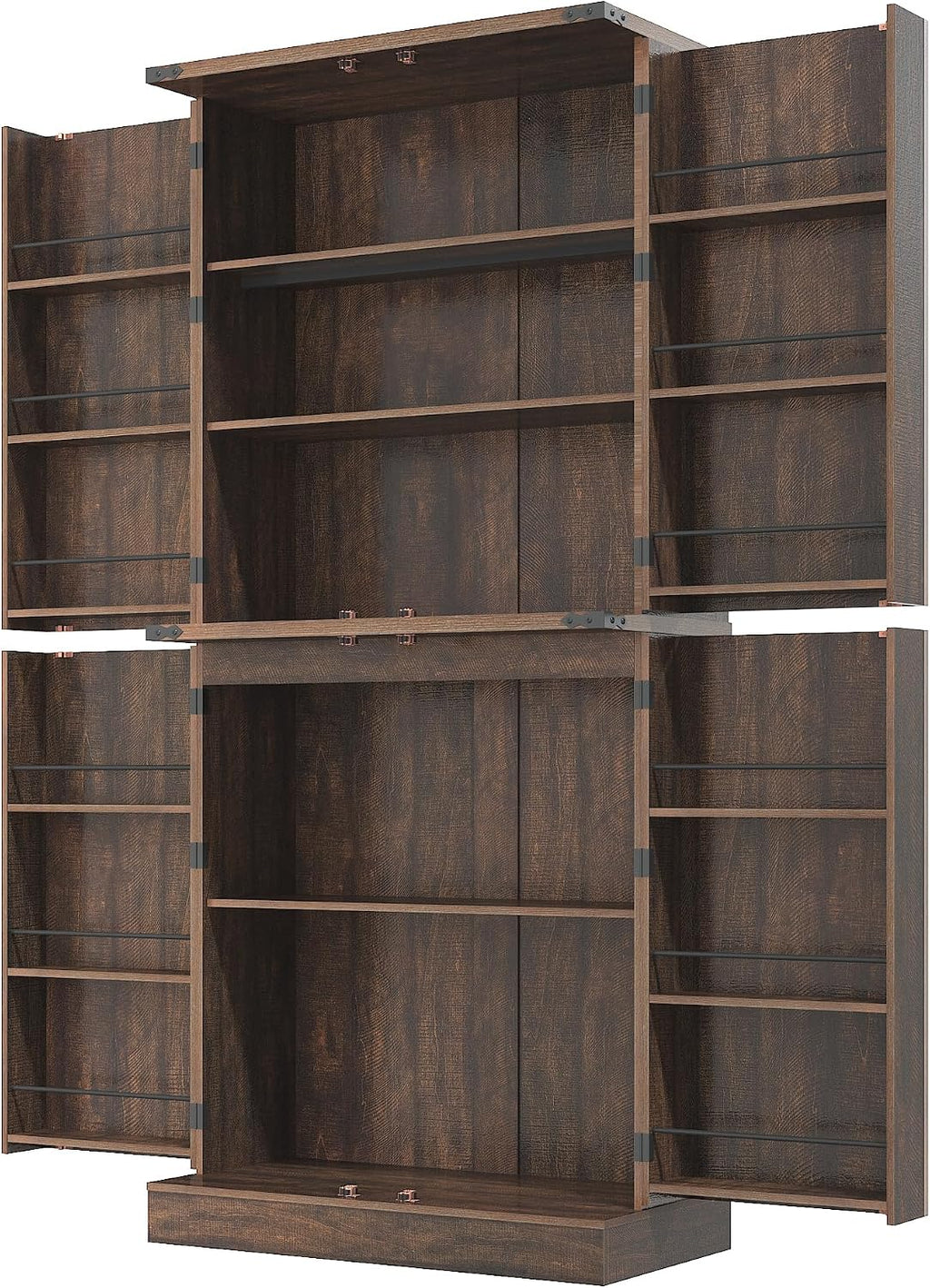71' Tall Kitchen Pantry Cabinet, Farmhouse Tall Kitchen Storage Cabinet with Adjustable Shelves & 4 Barn Style Doors, Wooden Storage Cabinet for Kitchen, Dining Room, Living Room, Bathroom, Office
