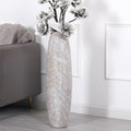 Leewadee Decorative Tall Floor Vase for Living Room Decor, 34 inches, White Wash, Resin