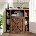 Vabches Corner Cabinet, Corner Storage Shelf with USB Ports and Outlets Industrial Organizer for Small Space Wooden 6-Cubby Bookshelf for Study, Playroom, Living Room (Amber Pine)