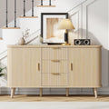 Lulive Natrual Buffet Cabinet, 55' Wide Sideboard Buffet Storage Cabinet with Rolling & Sliding Doors, Modern Bar Cabinet for Kitchen & Dining Room