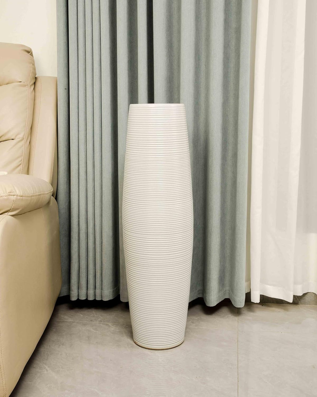 Extra Large 31.5' Floor Vase Modern Minimalist - Handmade Ceramic White Gloss Vase for Entryway, Wedding Decor, Farmhouse Living Room - Fits Tall Stems & Branches (7' Mouth, 9.8' Max Width