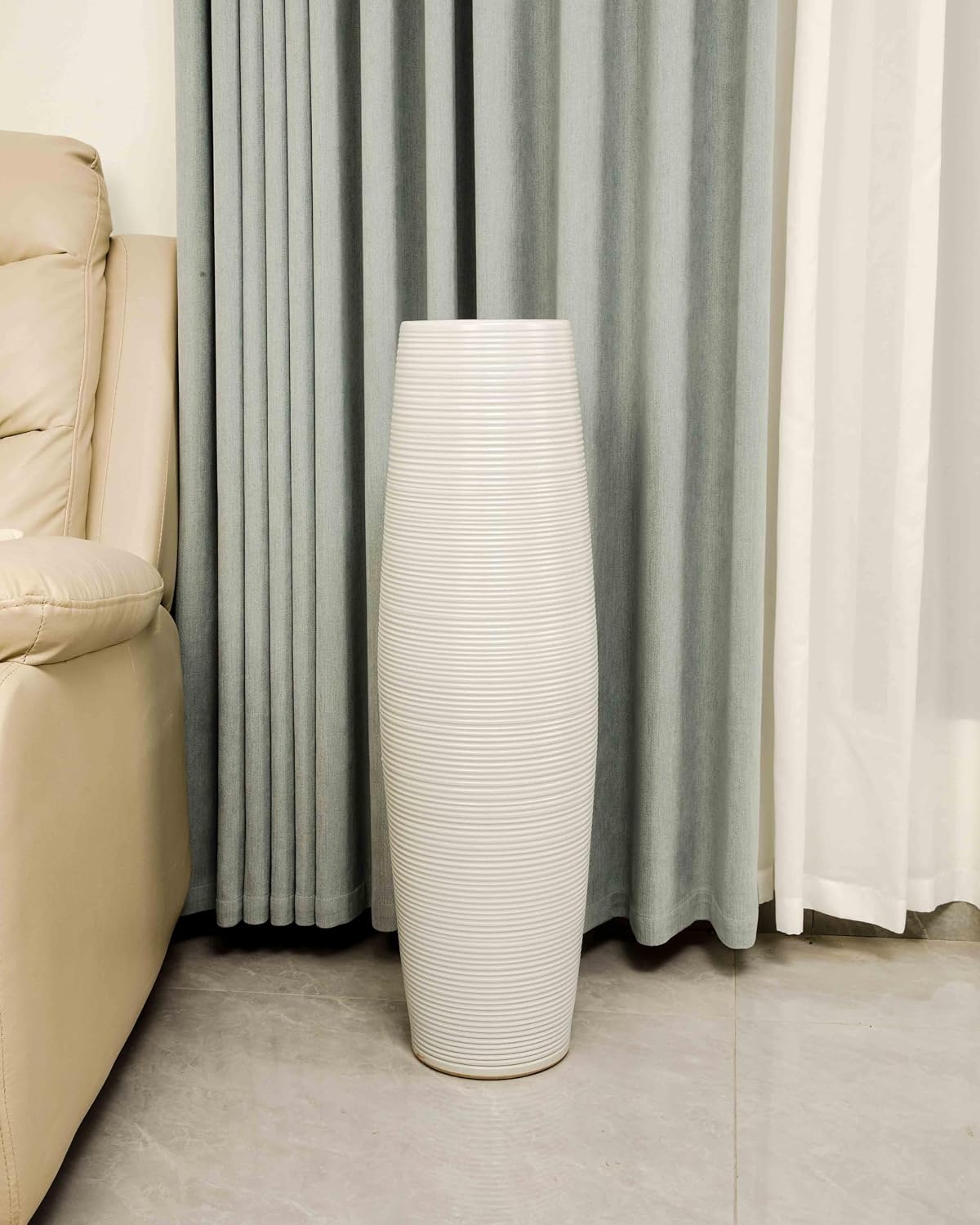 Extra Large 31.5' Floor Vase Modern Minimalist - Handmade Ceramic White Gloss Vase for Entryway, Wedding Decor, Farmhouse Living Room - Fits Tall Stems & Branches (7' Mouth, 9.8' Max Width