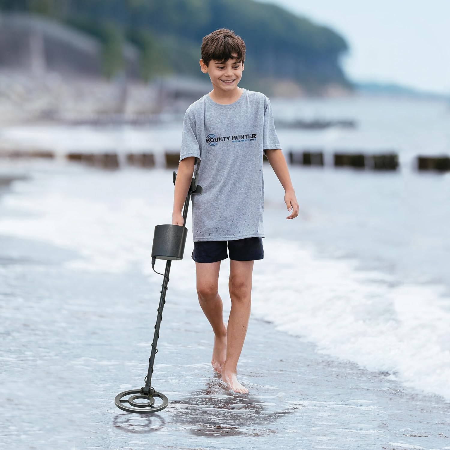 Tracker IV Metal Detector Bundle for Adults & Kids – Includes Waterproof 8' Coil, Pinpointer, Trowel, Carry Bag, Headphones, and Rechargeable Batteries – High Accuracy & 3 Modes (Bundle)