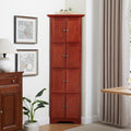 72' Corner Design Freestanding Storage Cabinet, Kitchen Storage Bakers Rack with Sleek Metal Handles, Utility Food Cupboard with 4-Tier Shelves for Kitchen, Bathroom, Living Room, Cherry