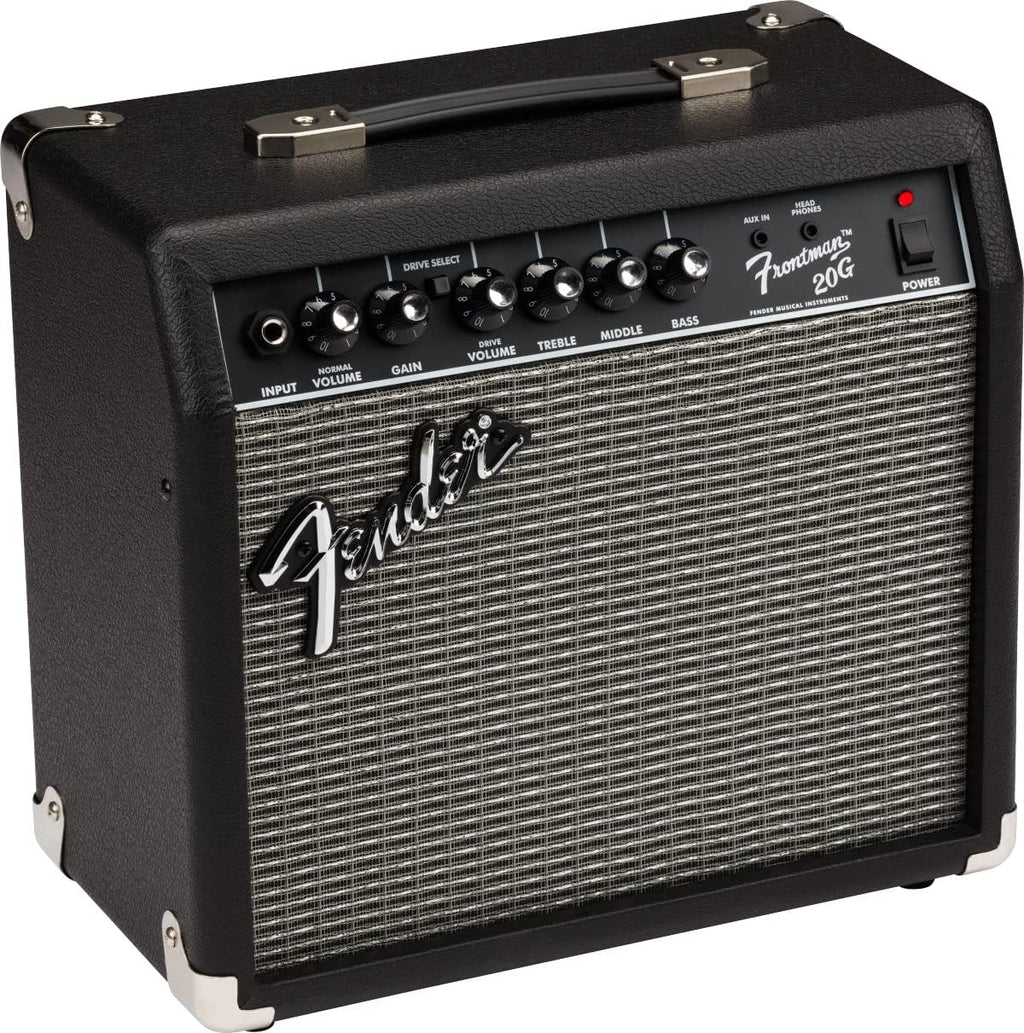 Fender Frontman 20G Guitar Amplifier & Professional Series Instrument Cable, Straight/Straight, Black, 10ft
