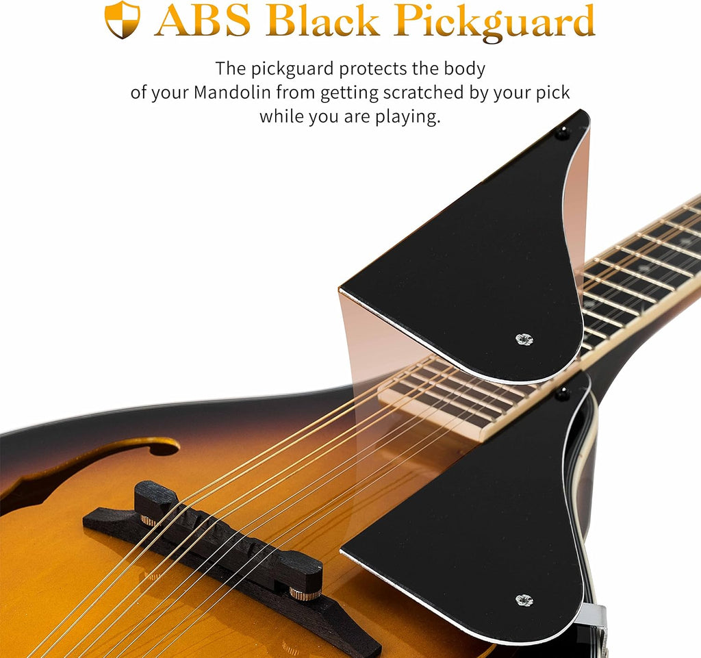 Mulucky A Style Acoustic Electric Mandolins Instrument, 8 String Acoustic Mandolin with Beginner Kit, Case, Tuner, String, Picks - Sunburst