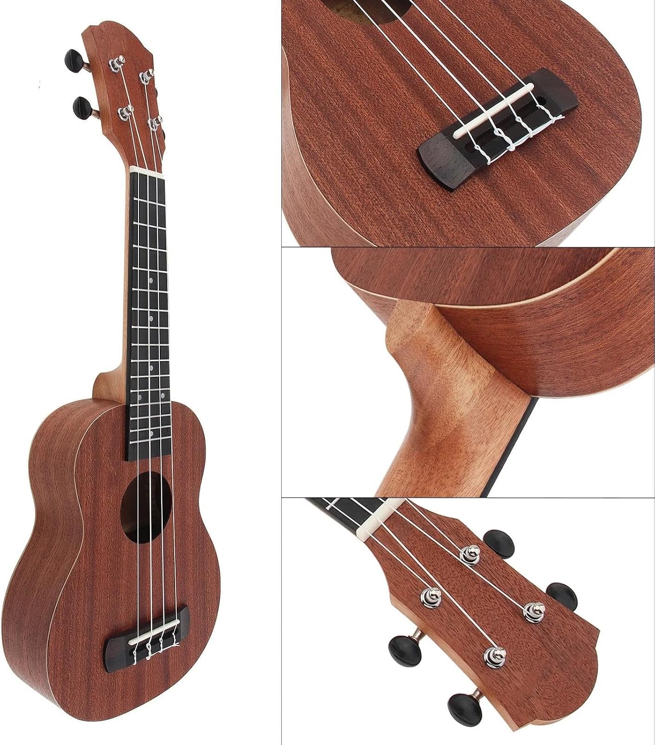 Adult Ukulele 21 Inch Treble Ukulele Sapele Wood 15 Fret Four Nylon Strings Hawaii Guitar String Musical Instrument