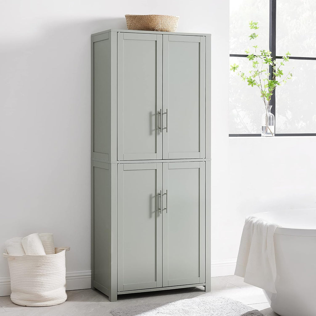 Crosley Furniture Savannah Tall Pantry Storage Cabinet with Shelves, Kitchen, Dining, or Laundry Room, Gray