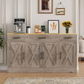Farmhouse Buffet Cabinet, Accent Storage Cabinet with Doors and 3 Drawers, Wide Sideboard Coffee Bar Cabinets for Living Room, Kitchen, Ivory