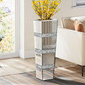 28' Tall Crushed Diamond Floor Vase, Silver Large Vases for Decor Living Room, Crystal Mirrored Home Decor Vases for Dried Flower