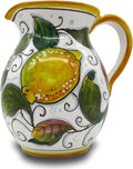 Italian Ceramic Pitcher MIxFruits - 33 oz Hand Painted Utensil Holder Or Carafe Design for Kitchen - Made in ITALY Tuscany - Italian Pottery Vase Jar for Wine - Home Decor Ceramics Dispenser