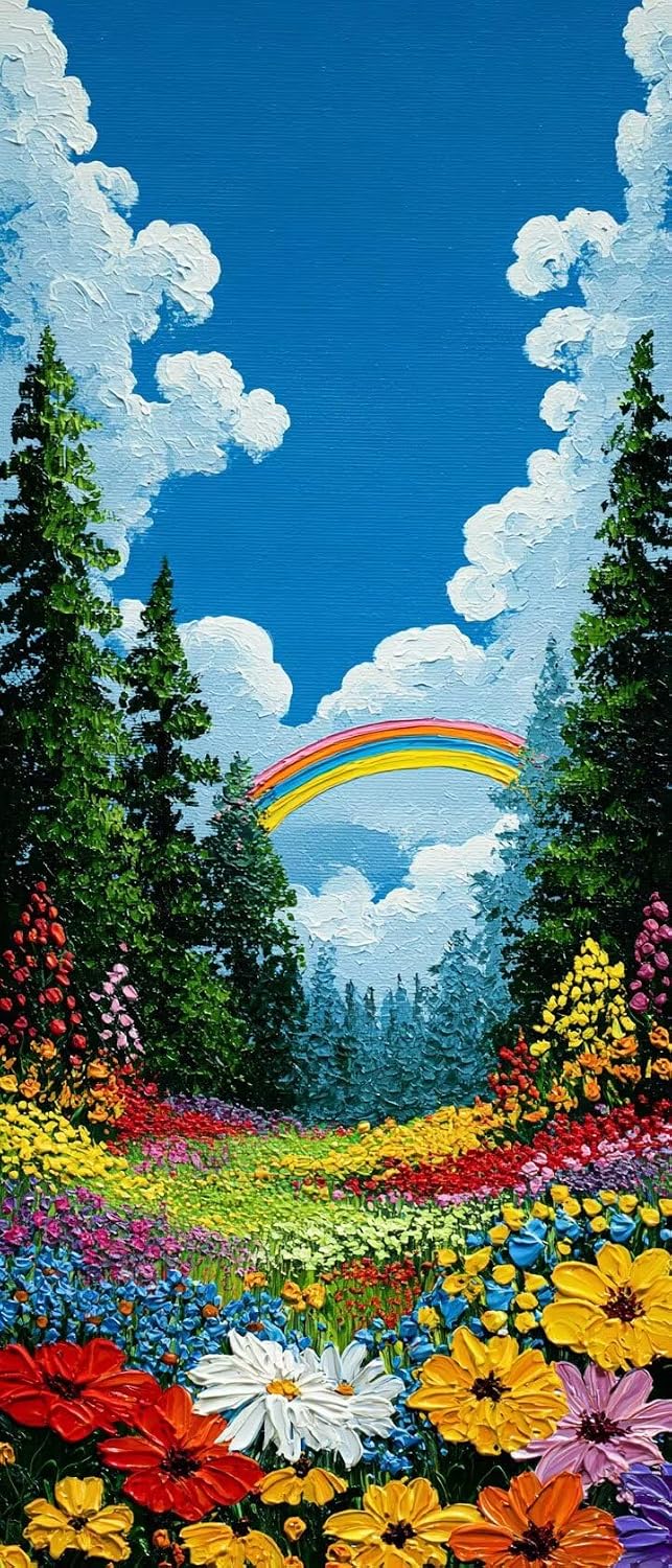 Flower Diamond Art Kits for Adults, Diamond Painting Landscape Gem Arts and Crafts for Adults Beginners, DIY 5D Square Full Drill Crystal Dots Embroidery Paintings, Home Wall Decor 40x80in xy4-v4