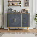47.3' Modern Buffet Cabinet with Storage, Kitchen Sideboard Buffet with 2 Door & 3 Drawers, Fluted Caffee Bar Storage Cabinet for Dining Room, Living Room, Entryway, Navy Blue