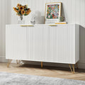 Storage Cabinet with 3 Doors, Buffet Cabinet with Storage, Sideboard Coffee Bar Cabinet with Metal Legs and Adjustable Shelf for Kitchen, Dining Room, Living Room, Office, White