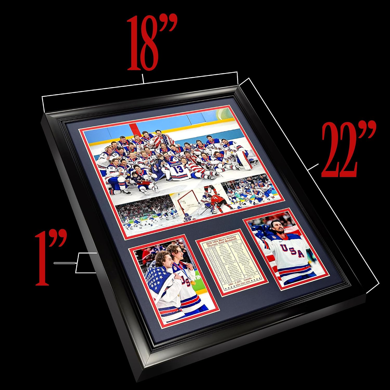Legends Never Die 2026 USA Hockey Gold Medal Winners | Collectible Winter Olympics Ice Hockey Memorabilia | Framed Picture & Photo Collage Gift, Man Cave Wall Art, Home Decor | 2 Sizes (18'x22')