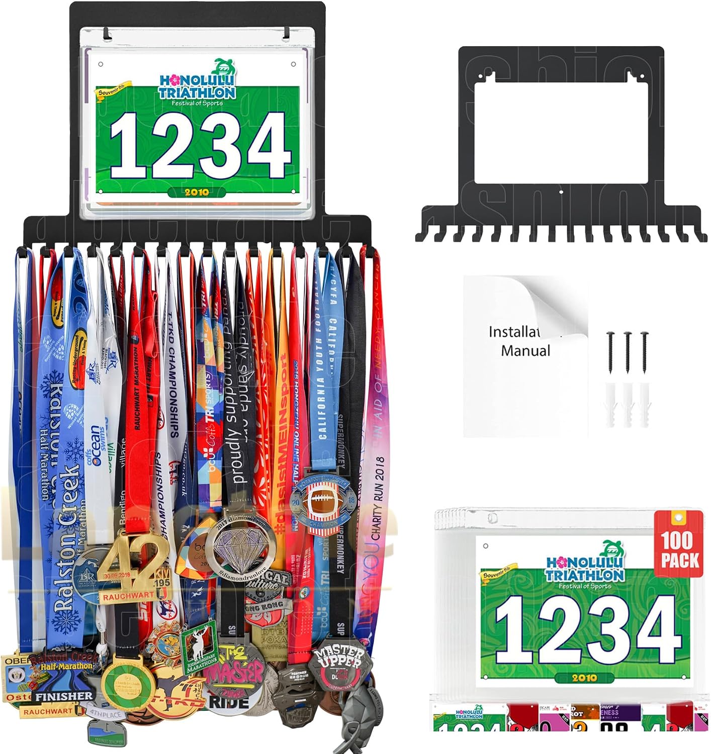 Race Medal Holder Wall Hanger,Marathon Medal Display and Runner Medal Hanger Display,Bib Running Medal Display, Running Medal Hanger Display,Medal Holder for Wall,Gifts For Runners Athlete Luxurious