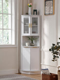 FOREST GRAVITY 64.57'' Tall Corner Cabinet with Shelves for Great Storage and Showcase,Storage Cabinet Double as Corner Liquor Cabinet with Pentagon Design for Livinng Room,Kitchen and Bathroom,White