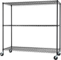 Trinity Basics 3-Tier Adjustable Wire Shelving with Wheels for Kitchen Organization, Garage Storage, Laundry Room, NSF Certified, 600 to 1350 Pound Capacity, 60' by 24' by 54', Black