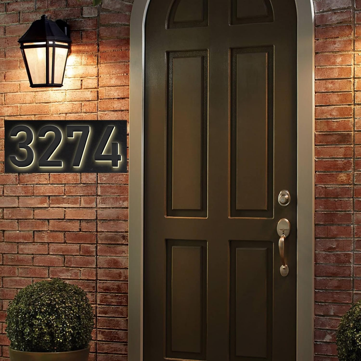 Backlit Illuminated LED House Numbers, Matte Black, Address Signs Lighted Plaque, Outdoor/Indoor, Modern, Weatherproof And Corrosion Resistant, Day & Night,14 Inch/35cm,0