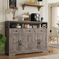 FiveWillowise 51' Farmhouse Buffet Sideboard with Storage, Kitchen Pantry Cabinet with Storage Drawers, Wood Cupboard Hutch, Coffee Bar Station Table for Kitchen, Living Room, Dining Room, Grey