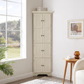 72' Corner Design Freestanding Storage Cabinet, Kitchen Storage Bakers Rack with Sleek Metal Handles, Utility Food Cupboard with 4-Tier Shelves for Kitchen, Bathroom, Living Room, White
