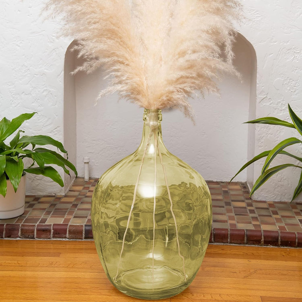 21' Extra Large Glass Floor Vase for Tall Pampas Grass, Golden Clear Big Glass Vases for Tall Branches Plant, Heavy Duty Round Balloon Vase for Living Room Home Decor
