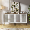 BVIUNTWO Set of 2 White Farmhouse Buffet Cabinet with Storage,Metal Base Console Table with Adjustable Shelves & 4 Doors, Antique White Sideboard for Kitchen, Dining Room, Living Room