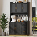 ANCTOR 71' Modern Kitchen Pantry Cabinet with Countertop & Outlet - Tall Storage Cabinet with Adjustable Shelves, Soft-Close Doors, USB/AC Outlet for Kitchen Hutch, Dining Room, Living Room