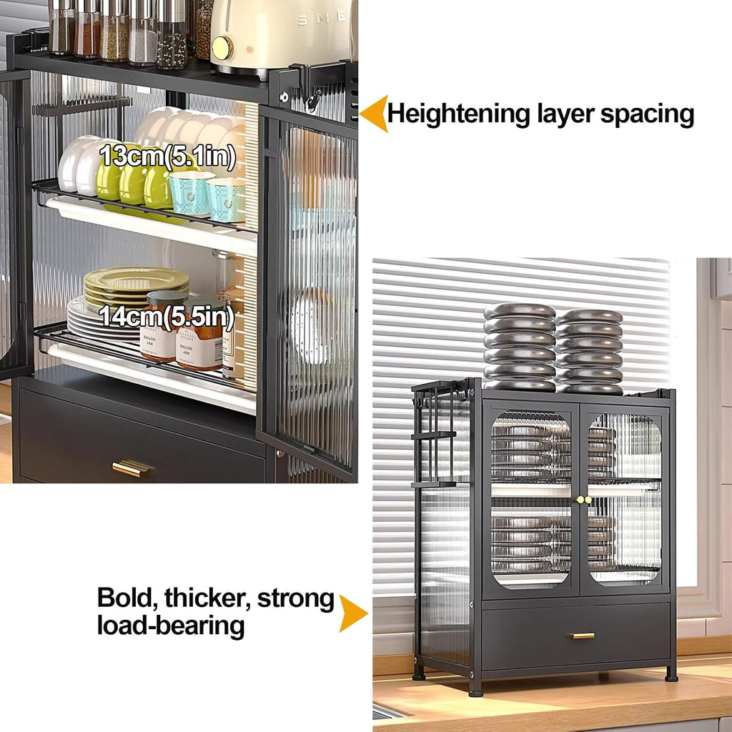 Bakers Rack with Drawers, Microwave Stand, Kitchen Storage Cabinet, Oven Rack, Household Countertop Storage Cabinet, Dish Cabinet (Color : B)
