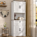 Halitaa Tall Kitchen Pantry Storage Cabinet, Farmhouse Storage with Organizer, Large Capacity Bathroom Cabinet with Drawer,Freestanding Cupboard for Kitchen, Dining Room, White