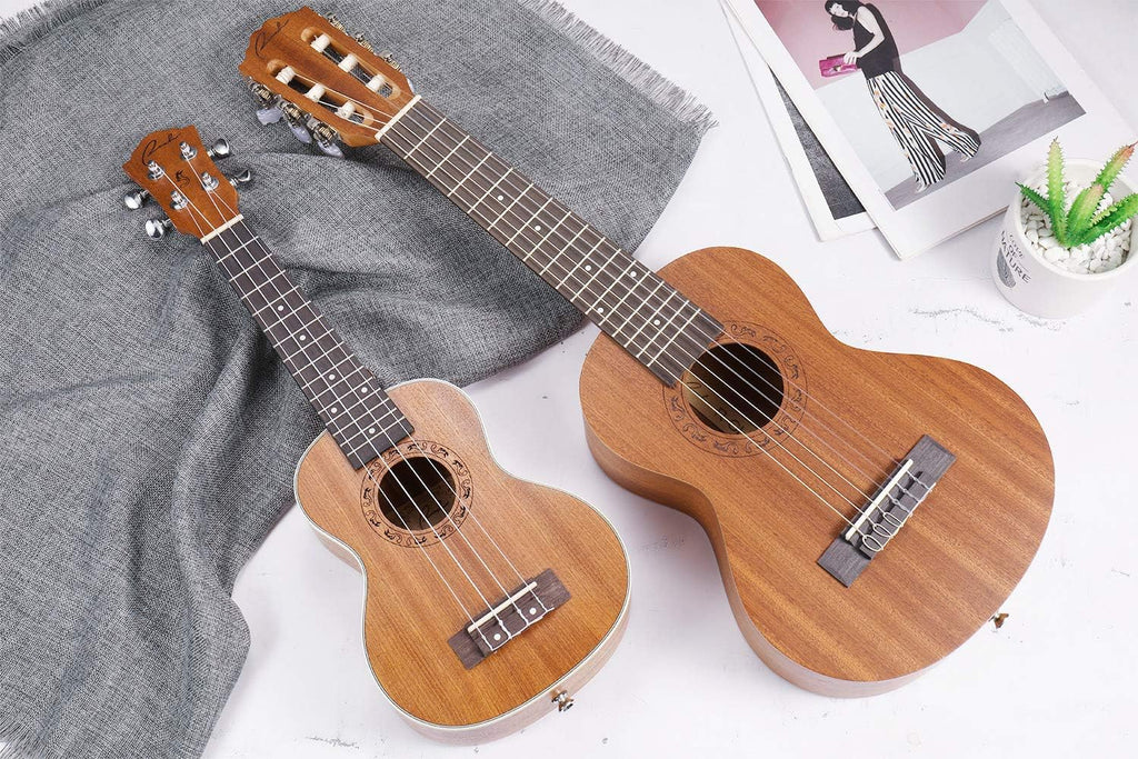 Ranch Guitalele Acoustic 28 inch Professional 6 Strings Guitar Ukulele Small Travel Classical Guitarlele Kit for Beginners Pack Bundle Gig bag, Tuner, Strap, Strings Set